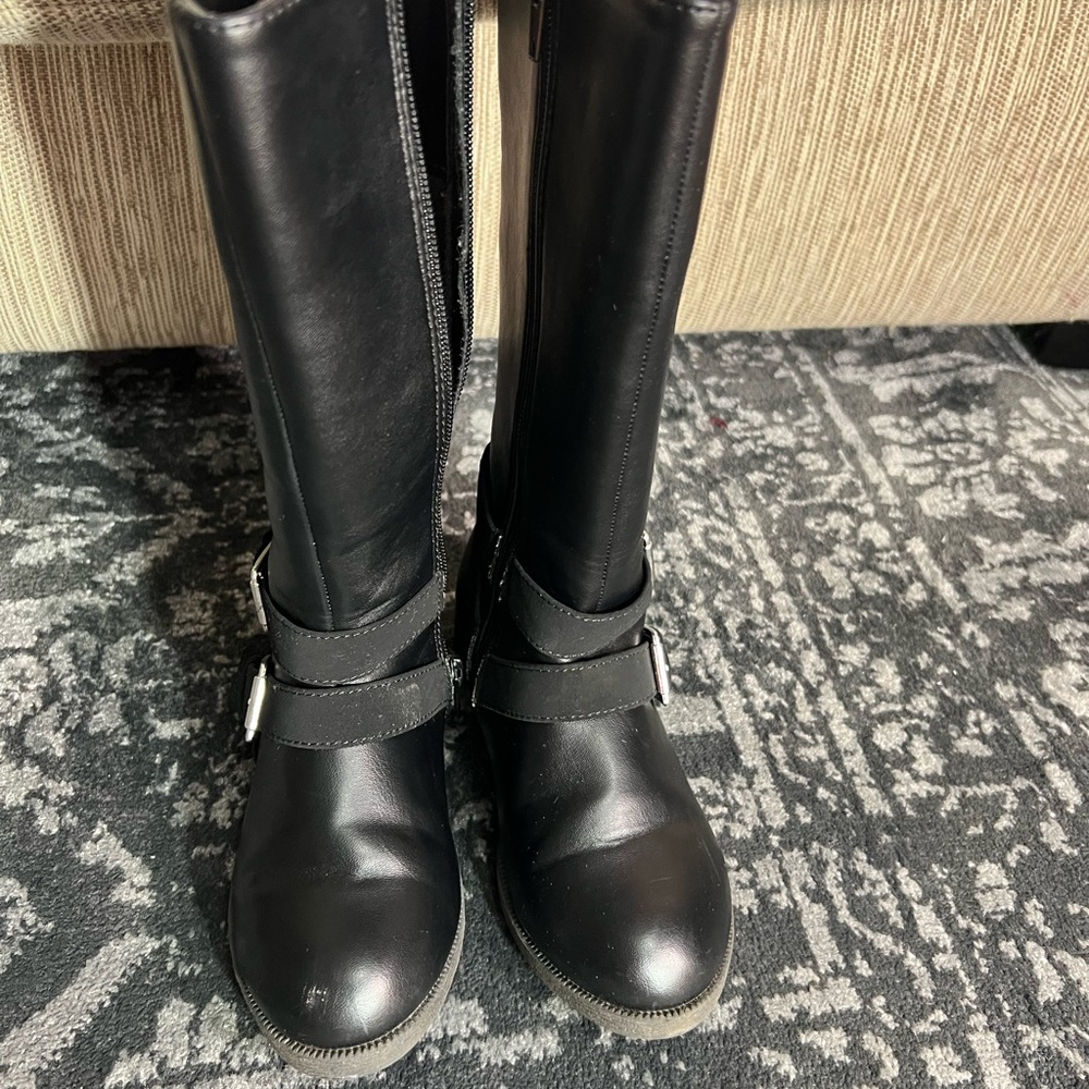 Black/Pu leather toddler boots